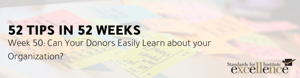 52 tips in 52 weeks donors learn about your org